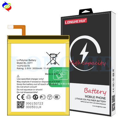 OEM/ODM 3.8V 3000mAh Batteria integrata per il telefono cellulare Tecno Phantom 5 A5 BL-30FT