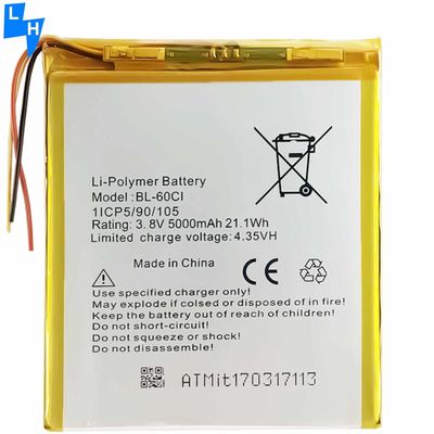 Batteria gialla ad alta capacità per itel 1703 BL-60CI 5000mAh ricaricabile