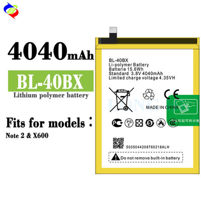 BL-40BX Sostituzione della batteria per Infinix Note 2 X600 3.8V 4040mAh prestazioni superiori