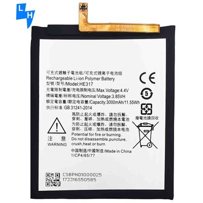 Batteria al litio polimerico HE317 ad alta capacità 4.4V 2910mAh per telefono cellulare Nokia 6 TA-1000