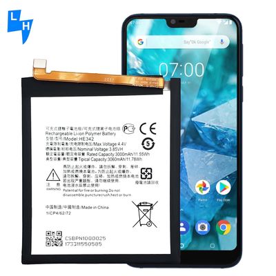 Nokia5 2018 Nokia X5 Batteria per cellulari HE342 Per 500pcs MOQ