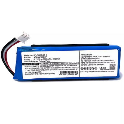 AAA 6000mAh Capacità sostitutiva Li-polimero AEC982999-2P Batteria per altoparlanti per JBL-CHARGE 1
