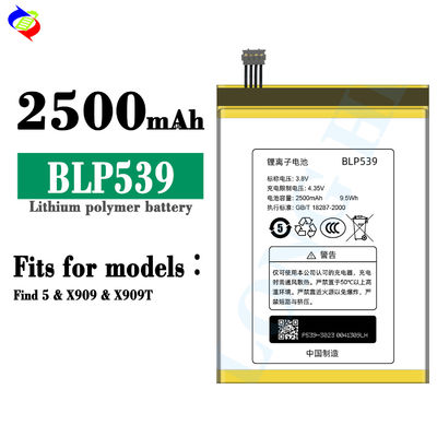 Batteria BLP539 2500mah Ricambio di alta qualità per Oppo X909 X909t Find5 Batteria del telefono